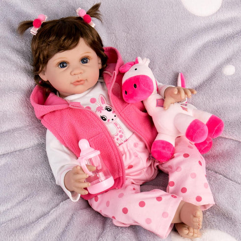 Aori 22 inch Lifelike Reborn Baby Doll with Feeding Toy Accessories Gift Set