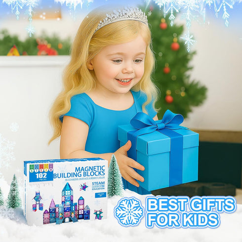 102 3 4 5 6 7 8+ Paaxido Magnetic Tiles, Pieces Diamond Magnetic Building Blocks for Girls, Princess Castle Kids Magnet