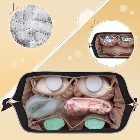 Pack 4 5 Fasrom Wearable Breast Pump Bag Bundle with Breastmilk Cooler Bag with Ice Fits Baby Bottles up to Ounce