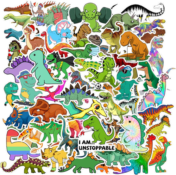 100PCS Dinosaur Stickers, Cute Waterproof Cartoon Stickers for Kids, Teaching Rewards, Dino Party Favourites, Stocking