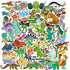 100PCS Dinosaur Stickers, Cute Waterproof Cartoon Stickers for Kids, Teaching Rewards, Dino Party Favourites, Stocking