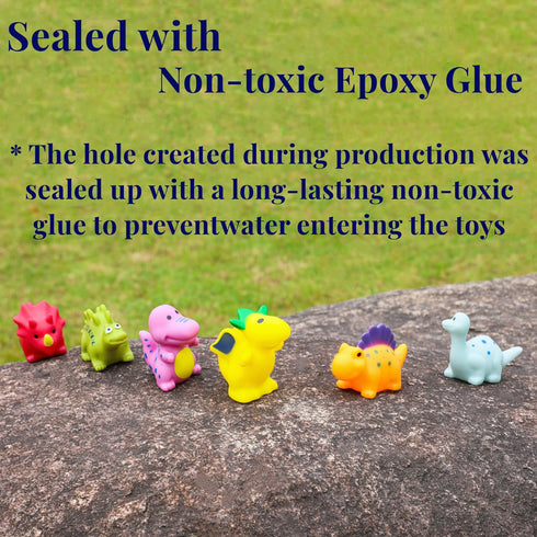 6-12& 1-3, 6 XY-WQ Bath Toys No Hole, for Infants Toddlers No Hole Bathtub Toys (Dinosaur, Pcs with Mesh Bag)