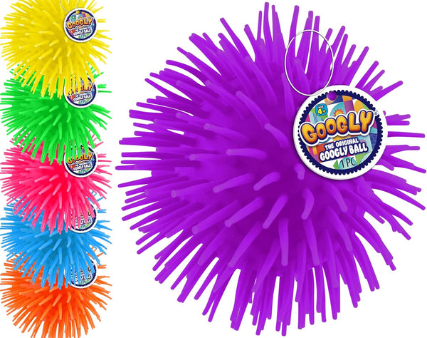 Googly Puffer Ball Rubber Stretchy Spike Ball (2 Units Assorted), Soft Squishy Fidget Toy for Kids & Adults