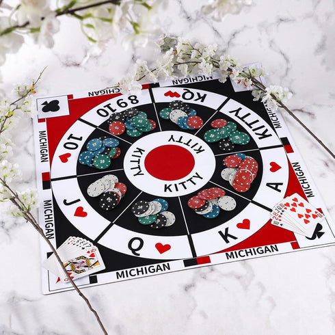 23.6 Inches Rummy, Poker,200 Pokers,2 Cards,1 HOROW Tripoley Game Tripoli Board Game Anti-Slip Mat,Combination