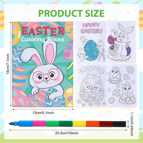 24 24 Funrous Pcs Easter Coloring Books Bulk with Stacking Crayons for Kids Party Favors Happy Easter Activity Books