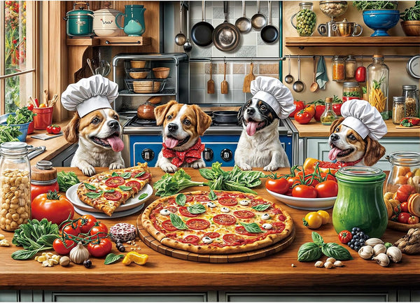 Funny Dog Pizza Jigsaw Puzzle, 1000 Piece Puzzle for Adults, Food Kitchen