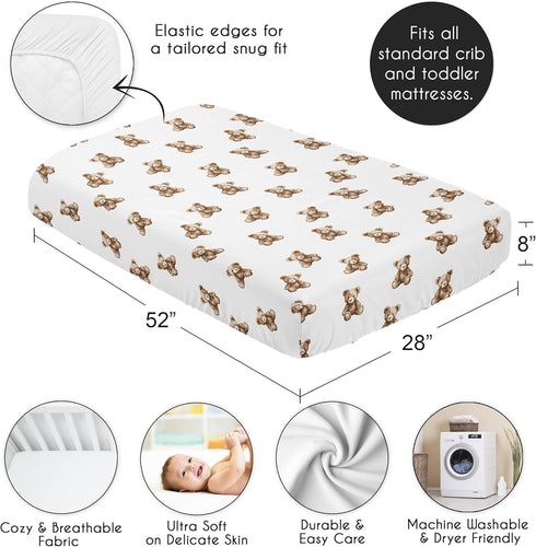 Sweet Jojo Designs Fitted Baby Crib Sheets (Boho Teddy Bear) for Boys or Girls, Infant Nursery, Toddler Room - Standard