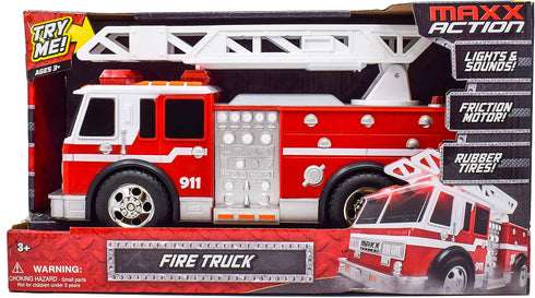 Sunny Days Entertainment Maxx Action 12’’ Large Fire Truck - Lights and Sounds Vehicle with Extendable Ladder