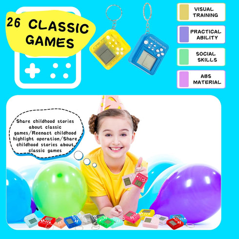 15 Pcs Video Game Keychain, Mini Multicolors Video Game Party Favors for Kids Bag Fillers