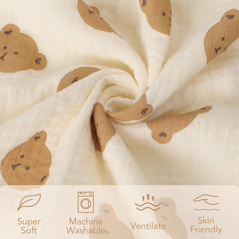 Fluffy-Backed Swaddle Blankets - Double Layer Muslin 100% Cotton Front, 30 x 41 Inches for Unisex Newborn