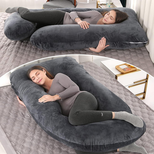Elover 57" U-Shaped Full Body Pregnancy Pillow for Sleeping Maternity Pillow with Removable Cover, Support for Back
