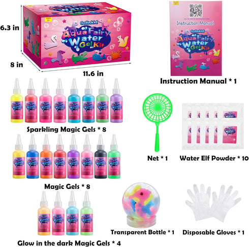 20 24 70ML Golinkid Magic Water Elf Toy Kit, Bottles Molds Aqua Fairy Water Gel Kit with Sparkling Magic Gel Glow