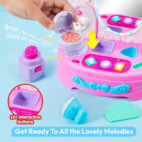 lalalark Set 40+ 6 1 2 3 JOVA Toddler Vanity & Baby Vanity Mirror Toy, Interactive Pretend Vanity with Sounds