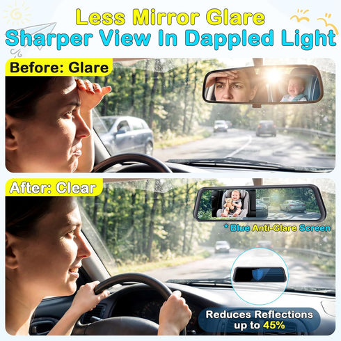 Thybro 1080P 4.3" 19.7ft 3-Row Baby Car Mirror Camera: Rearview Mirror Monitor - See Baby and Rear Traffic at Once