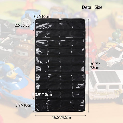Storage Case for 80 Hot Wheels Matchbox Cars, Double-sided Hanging Display Case Fits 80 Toy Cars (Black)