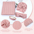 4pcs Cinaci Dusty Pink Soft Nursery Newborn Baby Receiving Swaddle Blanket with Matching Turban Hat Bow Headbands