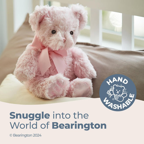 Bearington Baby's First Teddy Bear - Pink, 12 Inch Plush Stuffed Animal for Girls
