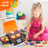 CUTE STONE Cooking Toy BBQ Set, 2-Layer Kids Grill Playset with Play Food and Kitchen Accessories for Toddlers