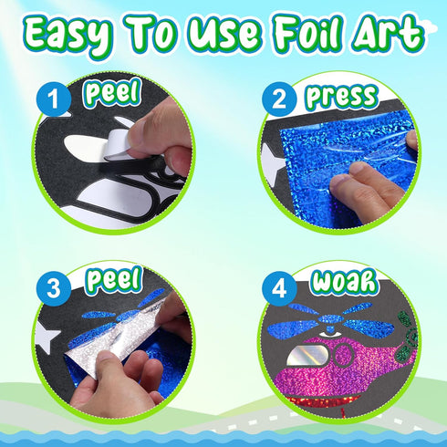 Set 4 5 6 7 8 9 Art & Craft Activity,Foil Craft Traffic DIY Art Fun Kits,No Mess Creative Foil Art Kits Drawing Game