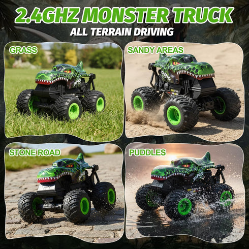 1:20 360 2.4GHz 4-7 2 Gohero Monster Truck Toys for Kids, Dinosaur Toys RC Car Truck with Spins & Drifting, All-Terrain