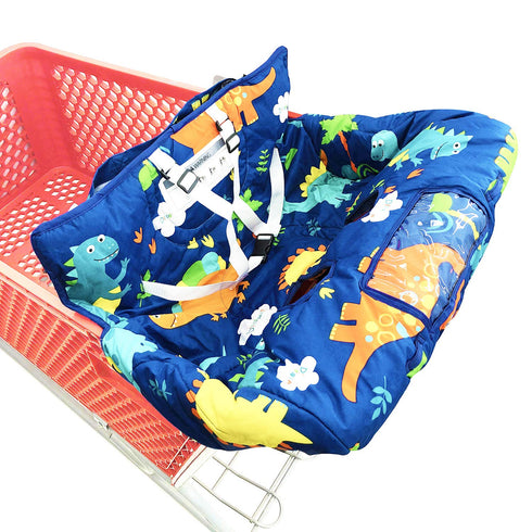 HIVVI Portable 2-in-1 Grocery Cart Seat Cover and Baby Highchair Cover (Navy Blue