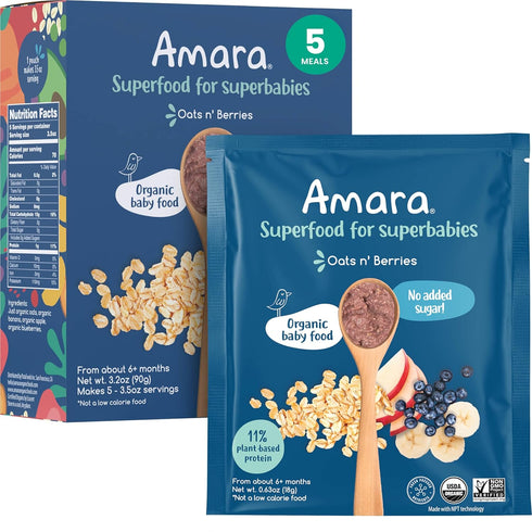 Amara Organic Baby Food - Stage 2 - Oats & Berries -