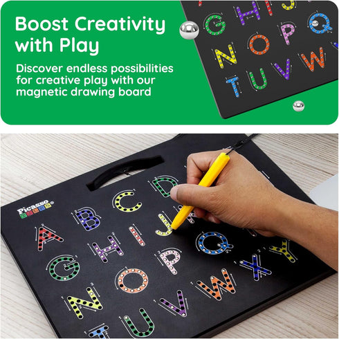 12x10 PTB03 PicassoTiles Magnetic Alphabet Board in Dual Sided Learning Pad with Upper and Lowercase Letter Tracing