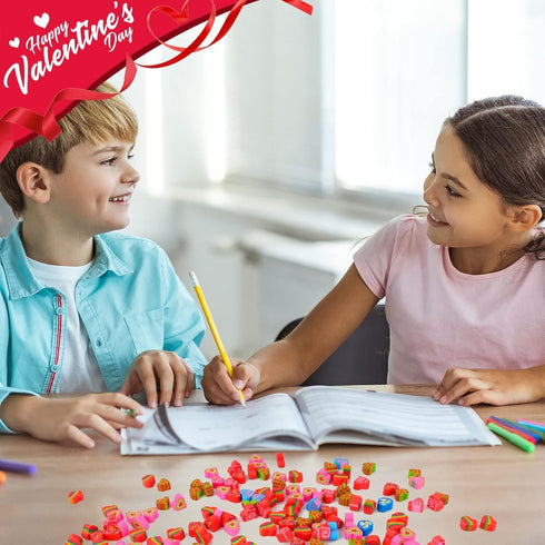 Valentine Mini Erasers for Kids, 240 Pcs Valentine's Day Heart Erasers for Party Supplies