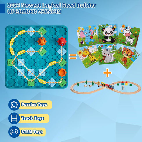 Kids Board Games Learning Toys, STEM Educational Logic Kits with 200+ Challenges, Brain Puzzles for Boys Girls Ages
