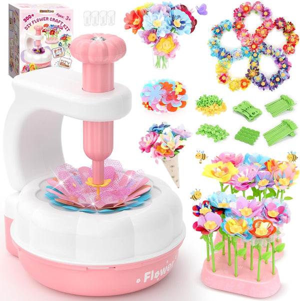 GirlsHome 300+PCS Fabric Flower Bouquets Toys, 2026 Upgrade DIY Flower Making Kit