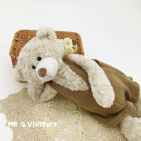 MR VIVICARE 13.5" Cream Beige Bear Stuffed Animal - Knitted Dressed Plush Teddy Bear for Kids and Newborns - Great