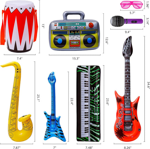 Set, 48pcs 80s 90s Max Fun Inflatable Rock Star Toy Inflatable Party Props for Kids Party Decorations Inflatable