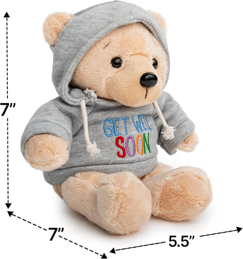Ganz 9" Get Well Soon Teddy Bear - Gray Hoodie Feel Better Gift for Kids & Women