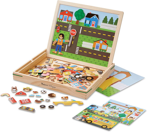 Melissa & Doug Wooden Magnetic Matching Picture Game - 119 Magnets and Scene Cards for Interactive Play