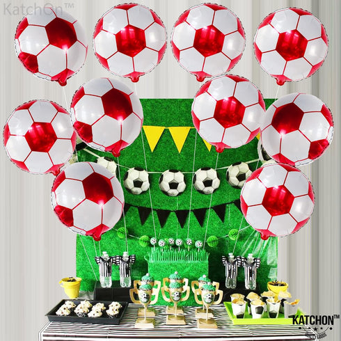 KatchOn Red Soccer Balloons - 18 Inch, Pack of 10 for Soccer Party Decorations