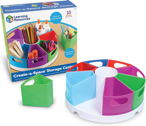 Learning Resources Create a Space Storage Center, 10 Piece Set for Kids Art/Desk Organizer, Crayon Storage