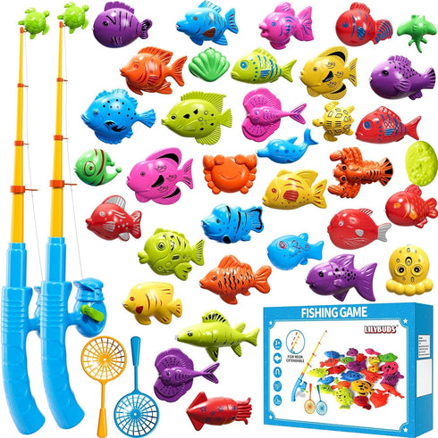 LILYBUDS Magnetic Fishing Game Toys for Kids Toddlers 3-5 4-8, Water Table Bathtub
