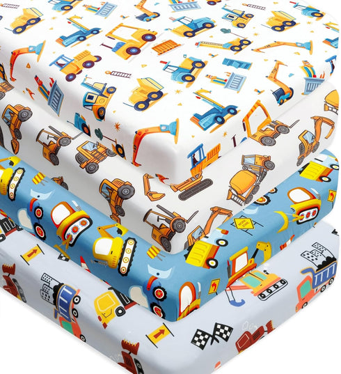 FIGEPO 4 Pack Baby Boy Crib Sheets Set Soft Fitted Baby Boy Mattress