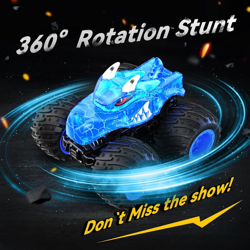 2.4GHz 3 4 5 6 7 8, 3+ AUUGUU Remote Control Car, Monster Trucks Toys with Light Spray, Birthday Gift for Kids All