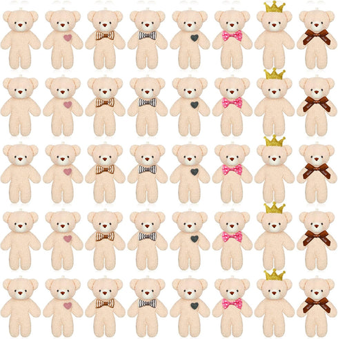 HyDren 40 Pcs Mini Bear Toy, 4.7 Inch Stuffed Tiny Bear, Back to School Gift, Soft Bear Keychain, Mini Stuffed Animal,