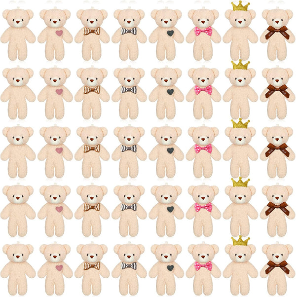 HyDren 40 Pcs Mini Bear Toy, 4.7 Inch Stuffed Tiny Bear, Back to School Gift, Soft Bear Keychain, Mini Stuffed Animal,