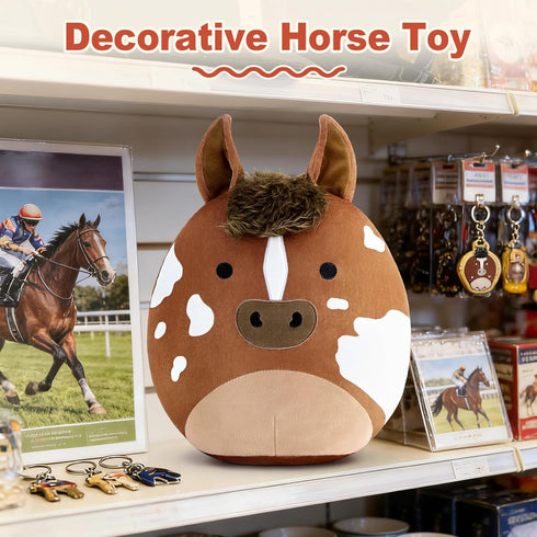 12" PEACH CAT Original Appaloosa Horse Stuffed Animal Cute Horse Plush Soft Plushies Toys Gifts for Kids Adults Brown