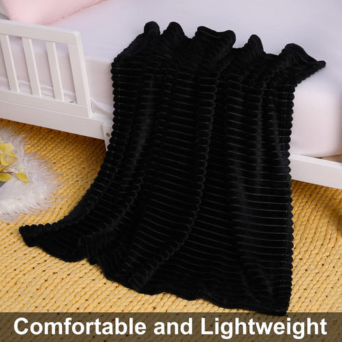 30x40 Inches, NTBAY Plush Flannel Baby Blanket, Soft and Warm Toddler Blanket with Striped Texture for Stroller, Crib