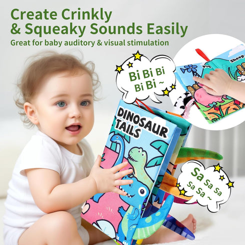 YySiRui 4-Pack 0-6 6-12 Tummy Set Baby Crinkle Books for Babies Months, Soft Cloth Touch and Feel Sensory Books Months