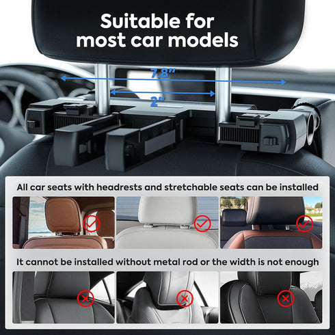 2 QRabbit Adjustable Car Headrest Pillow, U-Shaped Head Support Neck Pillows, Car Travel Sleeping Headrest Pillow