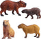 FLORMOON 4pcs Animal Figures, Plastic Capybara Figurines for Science Project and Birthday Cake Topper for Kids