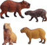 FLORMOON 4pcs Animal Figures, Plastic Capybara Figurines for Science Project and Birthday Cake Topper for Kids