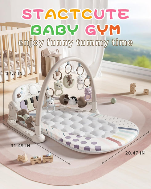 STACTCUTE Tummy 5 0-3 6-9 11 12 Baby Play Mat Baby Toys,Baby Gym Time Play Piano Activity Mat with Infant Sensory