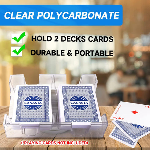 GSE Dual Deck 360° Rotating Canasta Card Holder Tray for Kids & Adults - Swivel Cards Holders