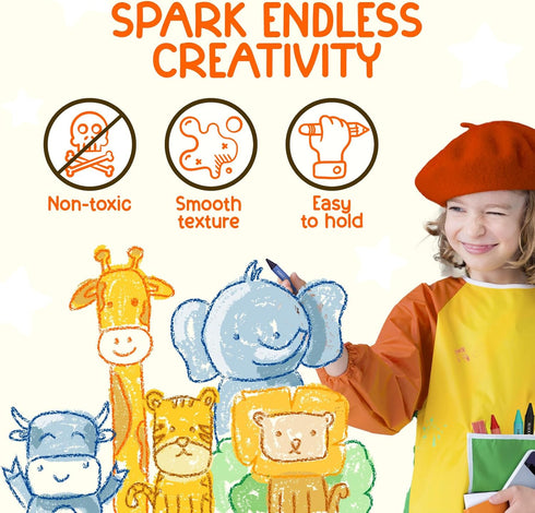 ZENO 18-Color (1-3) (4-8) Jumbo Crayons Non-Toxic and Washable for Toddlers & Kids Easy-to-Hold Large Crayons, Perfect